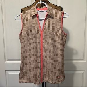Lady Hagen Sleeveless Golf Shirt Womens XS Tan Coral